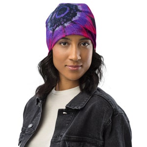 Bright Pink Floral Beanie,flower beanie,ski hat,slouch hat,unisex beanie,chemo beanie,cancer hat,sorority hat,colorful beanie