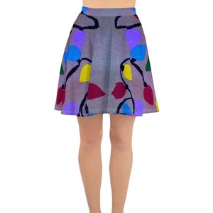 Holiday Lights Skirt,gift for sisters,christmas lights,office skirt,elastic waist skirt,plus size skirt,colorful skirts,pleated skirt