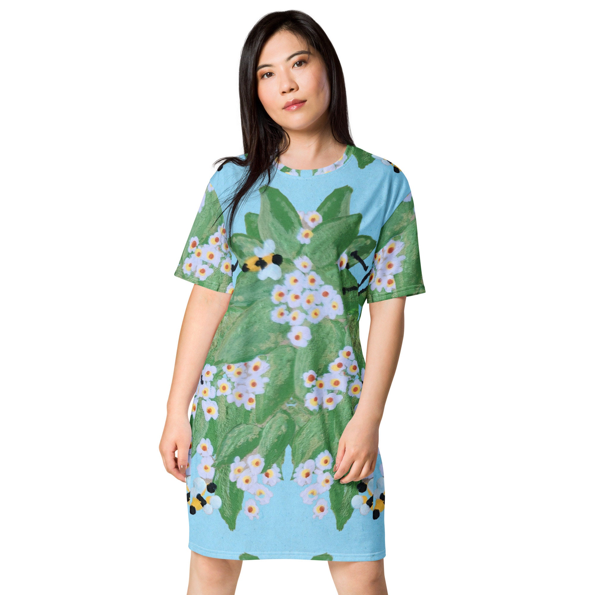 blue dress with bees Buzzin' Bees Smocked Dress, Blue – Stitchy Fish main image 1