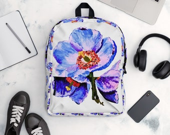 Morning glory backpack,back to school,floral backpack,wildflower backpack,botanical backpack,country backpack,hiking backpack,cute backpack