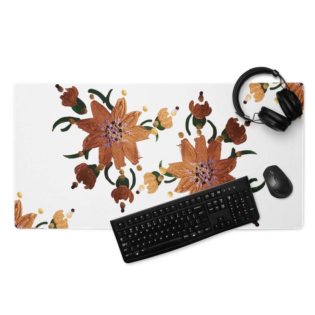 Gold Floral Gaming Mousepad,aesthetic Mousepad,girly Mousepad,tech