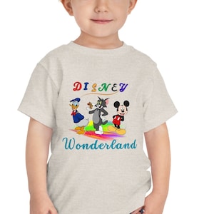 Disney Wonderland-shirt met korte mouw voor peuters, cartoon grafisch T-shirt - Tom & Jerry, Mickey Mouse, Donald Duck-shirt - Disneyland Gift-T-shirt