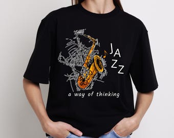 Jazz Saxophone Graphic Tee: Unisex Musician T-Shirt, Music Lover Gift, Artistic Vintage Shirt.