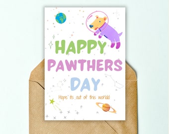 Outer Space Funny Happy Fathers Day Card from the Dog, Funny Dog Dad Card Printable Greeting Card 5x7'' Instant Digital Download