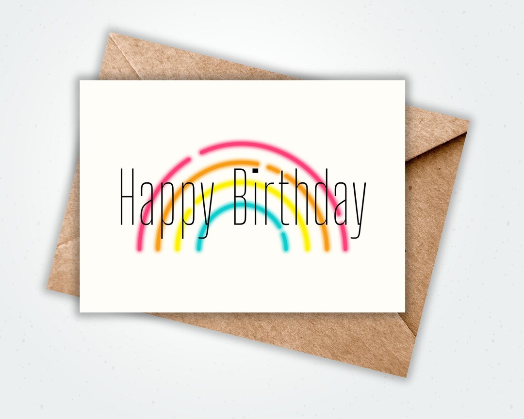 Colorful Rainbow Happy Birthday Card for Friend Happy - Etsy