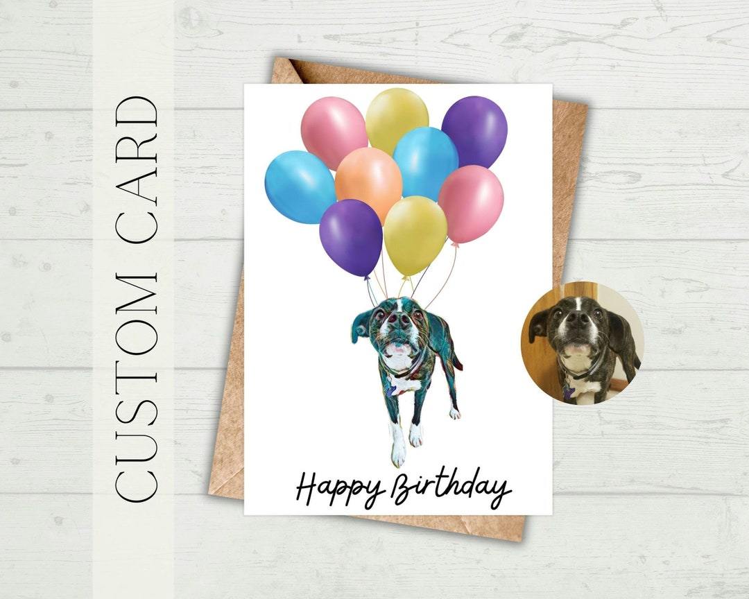 Custom Pet Happy Birthday Card Custom Greeting Card With Pet Portrait ...