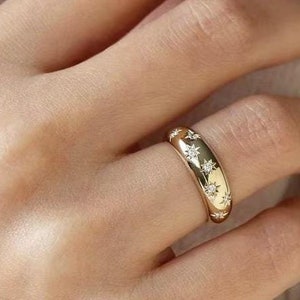 Gold Celestial Star Dome Ring | Chunky Gold Ring | Minimalist Ring | Statement Ring | Gift for Her | Best Friend Gift | Lucky Birthday Gift