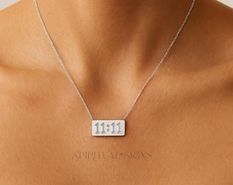 11:11 Engel-Zahlenhalskette aus Silber | Silber 1111 Engel Zahl Anhänger | Machen Sie einen Wunsch | Glückszahl | Geschenk für Sie | Beste Freunde Geschenk