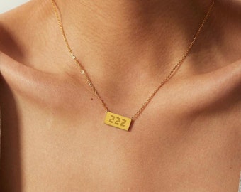 Gold 222 Angel Number Bar Necklace | Spiritual Minimalist Pendant