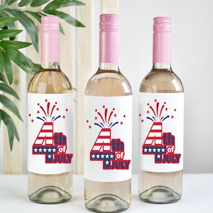 Etichetta del vino del 4 luglio Etichetta del vino del giorno dell'indipendenza Regalo per hostess Adesivi per il vino del partito Etichetta della bottiglia di vino Regalo patriottico Bomboniere del 4 luglio
