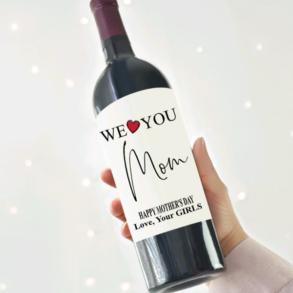 Mother's day wine labels Funny Mother's day Gift for mother in law Mother's day gift Gift from daughter/son Cheers to mom Wine lover gift