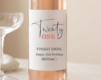 Twenty-first 21st Birthday wine label | Milestone birthday decoration Party favor