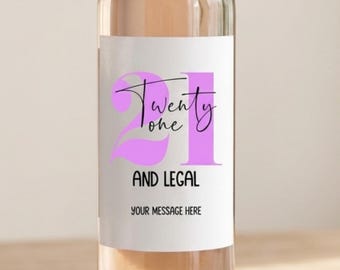 Etiqueta de vino para regalo de cumpleaños número 21 / Divertida etiqueta personalizada para el vigésimo primer cumpleaños