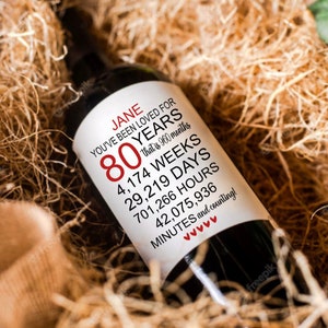 Wijnetiket 80ste verjaardag Proost op 80 jaar Proficiat met je verjaardag Aangepaste wijnetiketsticker mijlpaal verjaardagsdecoratie Feestje