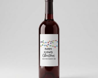 Custom Wine Labels Funny For Christmas: Merry F*cking Xmas Sticker Bottle Gift