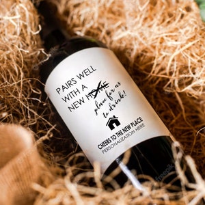 Étiquette de vin pour nouvelle maison Cadeau de pendaison de crémaillère Cadeau pour nouvelle maison Cadeau pour nouveau propriétaire Étiquette de vin pour nouvelle maison S'agence bien avec une nouvelle maison Étiquette de félicitations