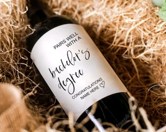 Bachelors Degree Abschluss Wein Etikett | Personalisiertes Geschenk
