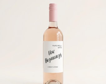 Etichetta per vino personalizzata "Nuovi inizi", regalo per ricominciare