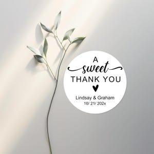 Stickers cadeaux de mariage Etiquette de mariage personnalisée Etiquettes gourmandises Sticker de mariage Un doux remerciement Etiquettes de cadeau de mariage rondes personnalisées Merci