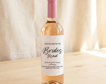 Etiqueta de vino personalizada para proponerle ser dama de honor: regalo personalizado para la fiesta de bodas.