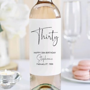 Etiquette de vin pour le 30e anniversaire, 30 ans de joie, joyeux anniversaire, autocollant d'étiquette de vin personnalisé, décoration d'anniversaire, cadeau