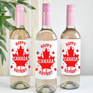 Étiquette de vin de la fête du Canada, cadeau d'hôtesse, autocollants de vin de fête, étiquette de bouteille de vin, cadeau patriotique, cadeaux de la fête du Canada, joyeuse fête du Canada, nord géographique