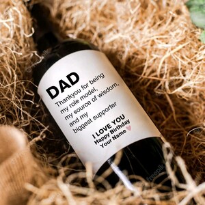 Étiquette de vin de joyeux anniversaire, cadeau d'anniversaire pour un papa, meilleur cadeau de tous les temps, cadeau pour papa, cadeau pour lui, super papa, étiquette de vin personnalisée pour papa, cadeau personnalisé