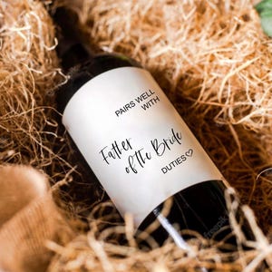 Cadeau pour le père de la mariée, cadeau pour la mariée et pour la mère du marié Obligations du père de la mariée Étiquettes de vin de la belle-famille Cadeau de remerciement pour les parents de mariage
