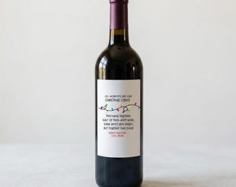 Wine Labels Personalized For Christmas | Funny Bottle Sticker | Secret Santa Gift |Holiday Parties