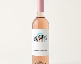 New Mom Rainbow Wine Label |  Funny New Baby Congratulations Gift