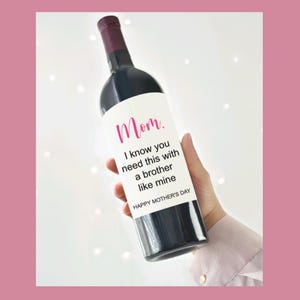Etiquettes de vin pour la fête des mères Cadeau drôle pour la fête des mères