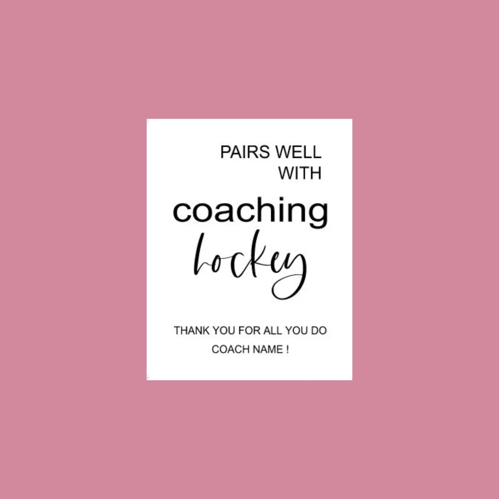 Hockey Coach Gift Christmas Wine Label Pairs Well With Coaching Thank ...
