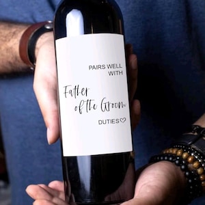Cadeau pour le père de la mariée, cadeau pour la mariée et pour la mère du marié Obligations du père de la mariée Étiquettes de vin de la belle-famille Cadeau de remerciement pour les parents de mariage