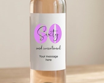 Personalized 60th Birthday Wine Label | Elegant Sixty & Sensational Gift