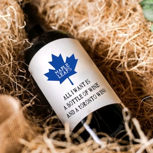 Étiquette de vin Maple Leafs, Étiquette de vin de hockey, Hockey de Toronto, Étiquette de vin, Cadeau personnalisé, Cadeau pour elle, Go Leafs Go, Sticker sur le thème du sport