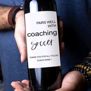 Cadeau entraîneur de football Etiquette de vin de Noël Se mariera bien avec un entraîneur Cadeau de remerciement Entraîneur sportif personnalisé Etiquette de vin Cadeau personnalisé pour entraîneur