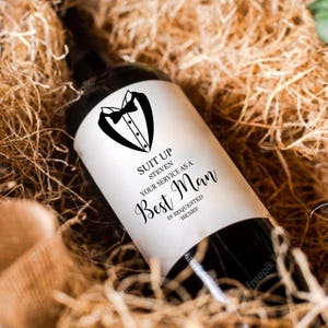 Etiquette de vin du meilleur homme en cadeau