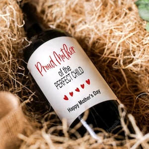 Etiquette de vin fête des mères, cadeau fête des mères, cadeau pour maman, mère fière, cadeau pour grand-mère, étiquette de vin drôle, fête de maman, de l'enfant préféré