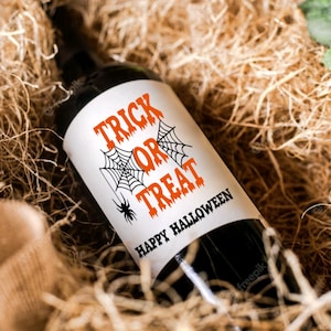 Etiquette de vin d'Halloween Des bonbons ou un sort Des étiquettes effrayantes Décoration de fête d'Halloween Etiquettes de fête Cadeaux d'Halloween Étiquettes de vin personnalisées