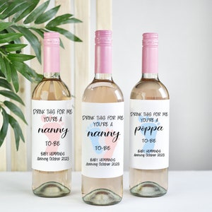 Etiquette de vin pour faire-part bébé Vin pour nouveau parent Nouvelle nounou ou papa Nous attendons un bébé Date d'arrivée Faire-part de grossesse Cadeau personnalisé