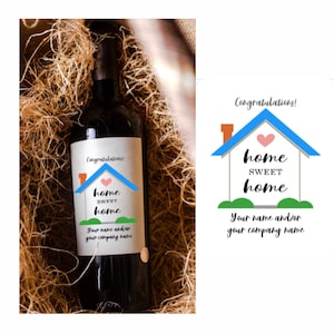 Étiquette de vin pour nouvelle maison Cadeau de pendaison de crémaillère Cadeau pour nouvelle maison Vin de la maison Cadeau pour nouveau propriétaire Étiquette de vin pour nouvelle maison Cadeau d'un agent immobilier