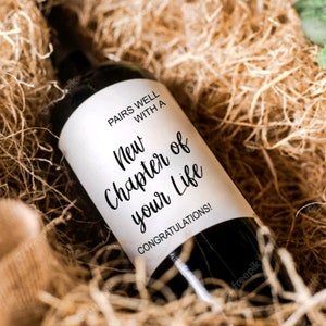Etiquette de vin Nouveau départ Nouvel emploi Fiançailles Rupture d'union Cadeau pour la retraite Nouveau départ Bonne chance Cadeau inspirant Nouvelle étiquette de vin maison