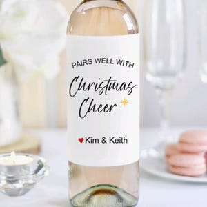 Etiquette de vin de Noël Etiquette de vin drôle Père Noël secret Fête de Noël Cadeau pour voisin Sticker festif Joyeux Noël Message personnalisé Collaborateur