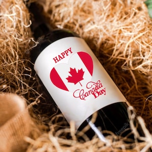 Étiquette de vin de la fête du Canada, cadeau d'hôtesse, autocollants de vin de fête, étiquette de bouteille de vin, cadeau patriotique, cadeaux de la fête du Canada, joyeuse fête du Canada, nord géographique