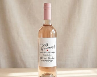Personalized Anniversary Wine Label | Custom Wedding Gift, Matte Vinyl Sticker