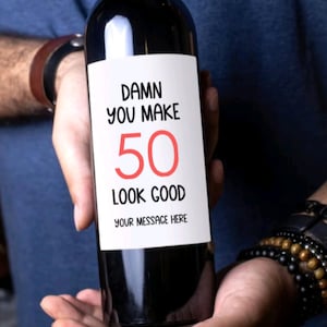 Etiquette de vin 50 ans 50e Etiquette d'anniversaire personnalisée Cadeau pour elle Etiquette de vin personnalisée 50 Belle carte d'anniversaire 50 ans Cinquantaine