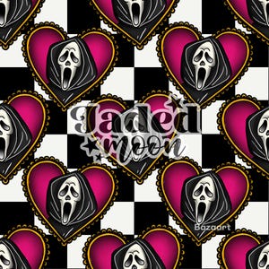 Tattoo Horror Ghost Seamless File || Custom Fabric Printing || Digital Download