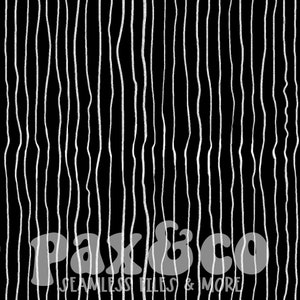 May include: Black and white seamless pattern with thin, wavy vertical lines. The pattern is repeated throughout the image. The text "Pax & Co. Seamless Files & More" is at the bottom of the image.