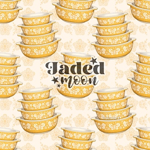 Archivo Pyrex sin costuras con diseño de mariposa dorada Cottagecore // Impresión de tela personalizada // Descarga digital