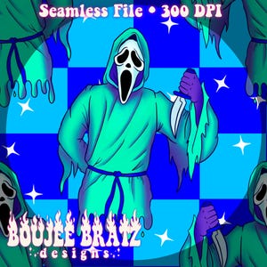 Ghost Checker Boy Pastel Horror Drip Bright Pastel Halloween Seamless File || Custom Fabric Printing || Digital Download